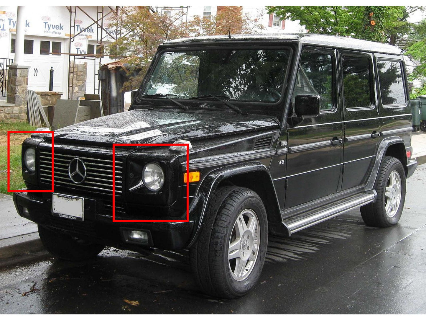 CrazyTheGod W463 1990-2013 DRL Daytime Running LED Headlight Cover Unpainted for Mercedes-Benz