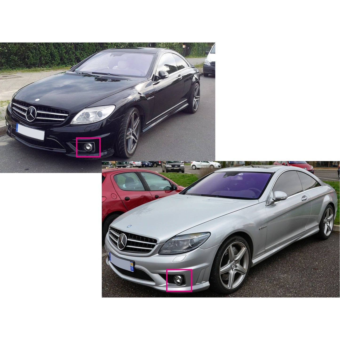 CrazyTheGod CL-CLASS C216 CL63 CL65 AMG 2006-2009 Coupe/Convertible 2D Projector Dual Beam Fog Light Lamp Black for Mercedes-Benz