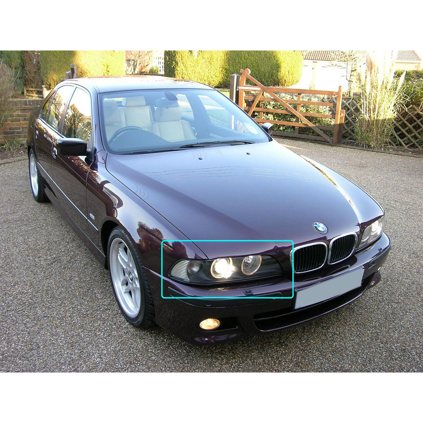 CrazyTheGod 5-Series E39 1995-2000 Sedan/Hatchback 4D/5D Angel-Eye Projector R8Look Headlight Headlamp Black for BMW RHD