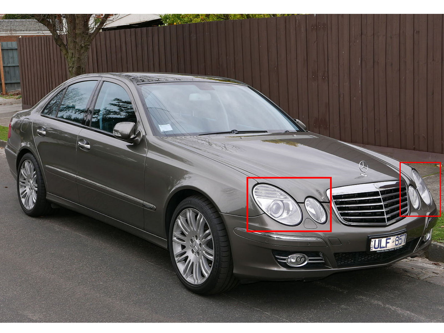 CrazyTheGod E-CLASS W211 2007-2008 FACELIFT Sedan/Wagon 4D/5D Cotton Halo LED Bar Headlight Đèn pha mạ crôm cho Mercedes-Benz RHD