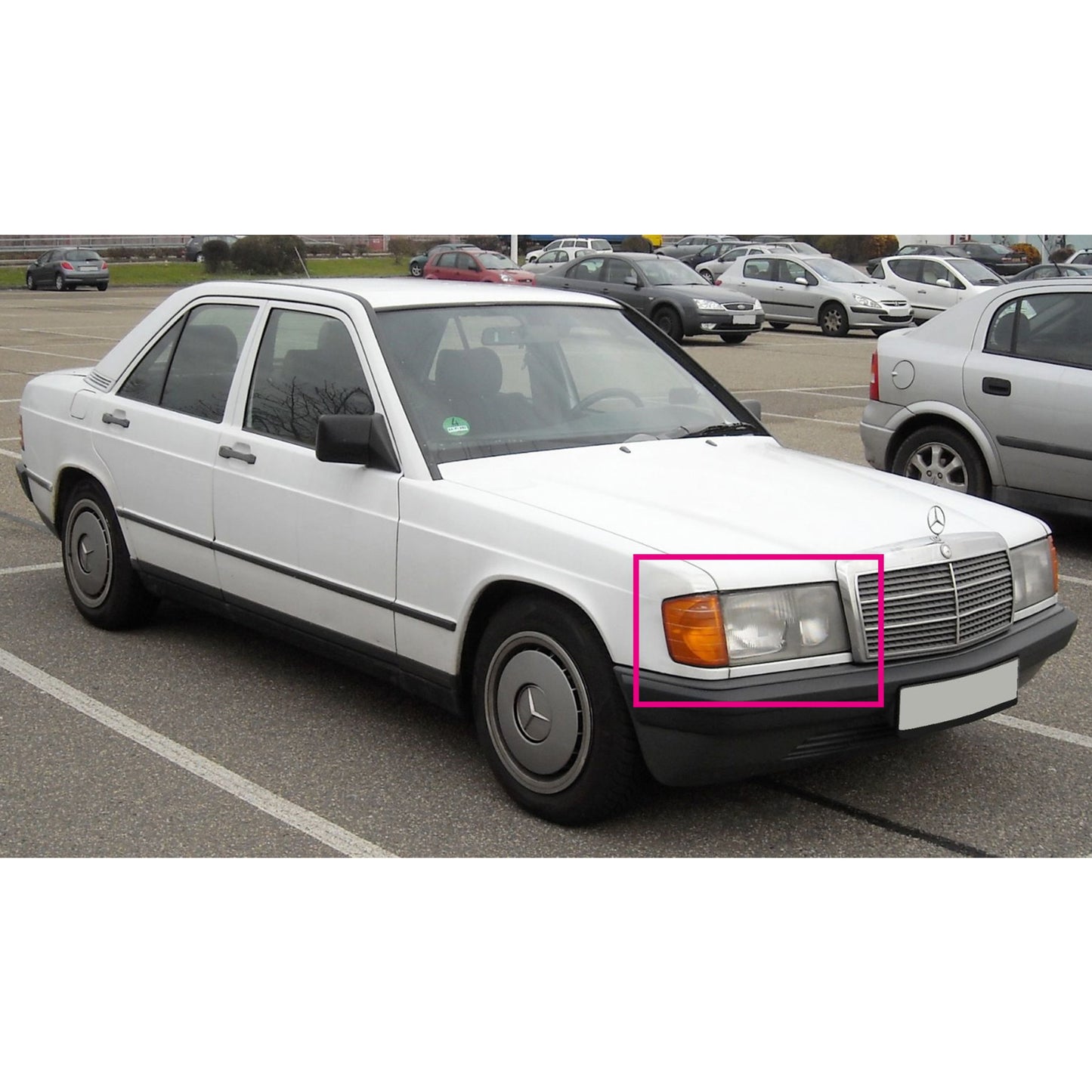 CrazyTheGod C-CLASS W201 190D 190E 1982-1993 Sedan 4D Guide LED Angle-Eye Projector W/ Corner Lamp Headlight Headlamp Black for Mercedes-Benz RHD