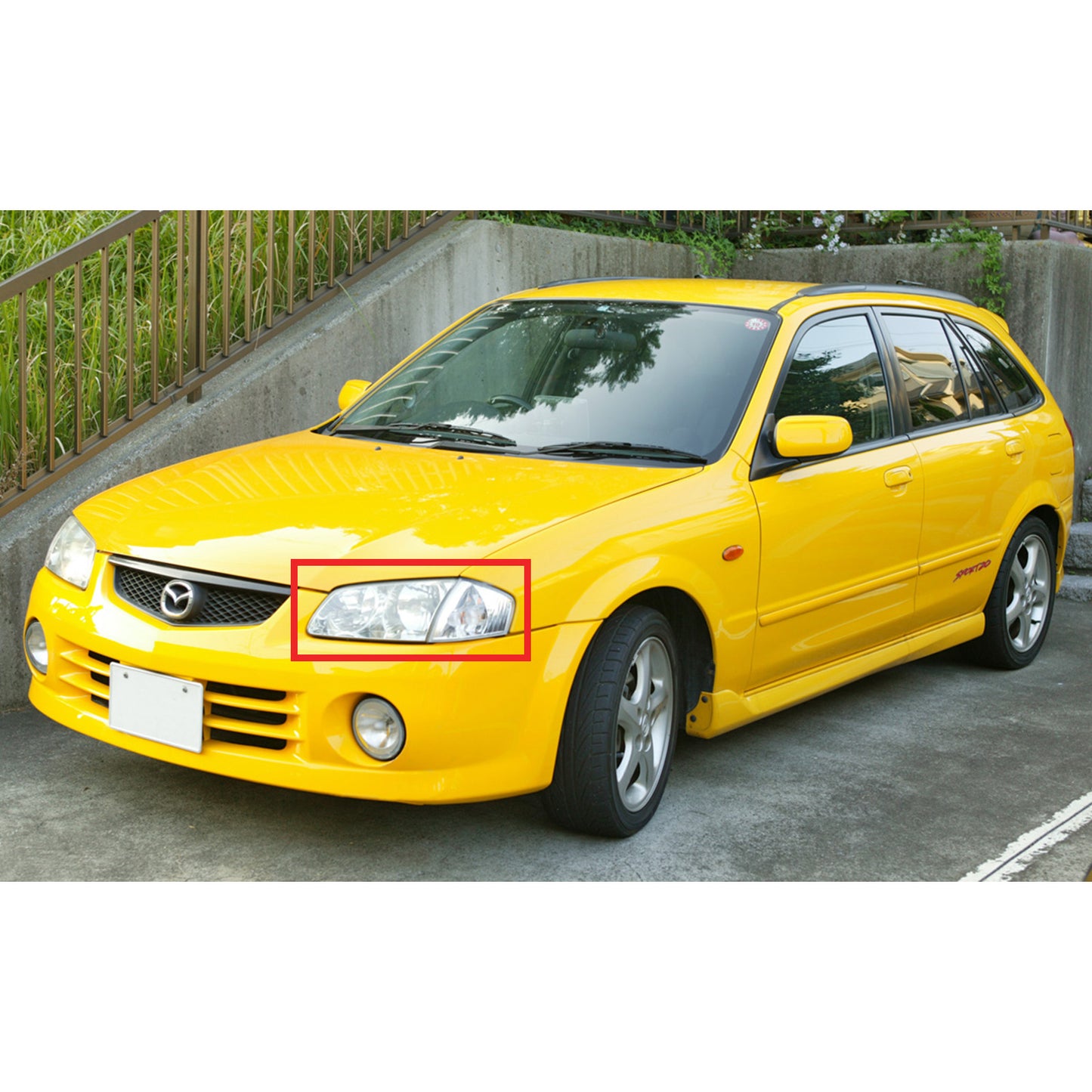 CrazyTheGod Familia BJ Eighth generation 1998-2000 PRE-FACELIFT Sedan/Wagon 4D/5D Guide LED Angle-Eye Bi-Projector HID Headlight Headlamp Chrome V1 for MAZDA RHD