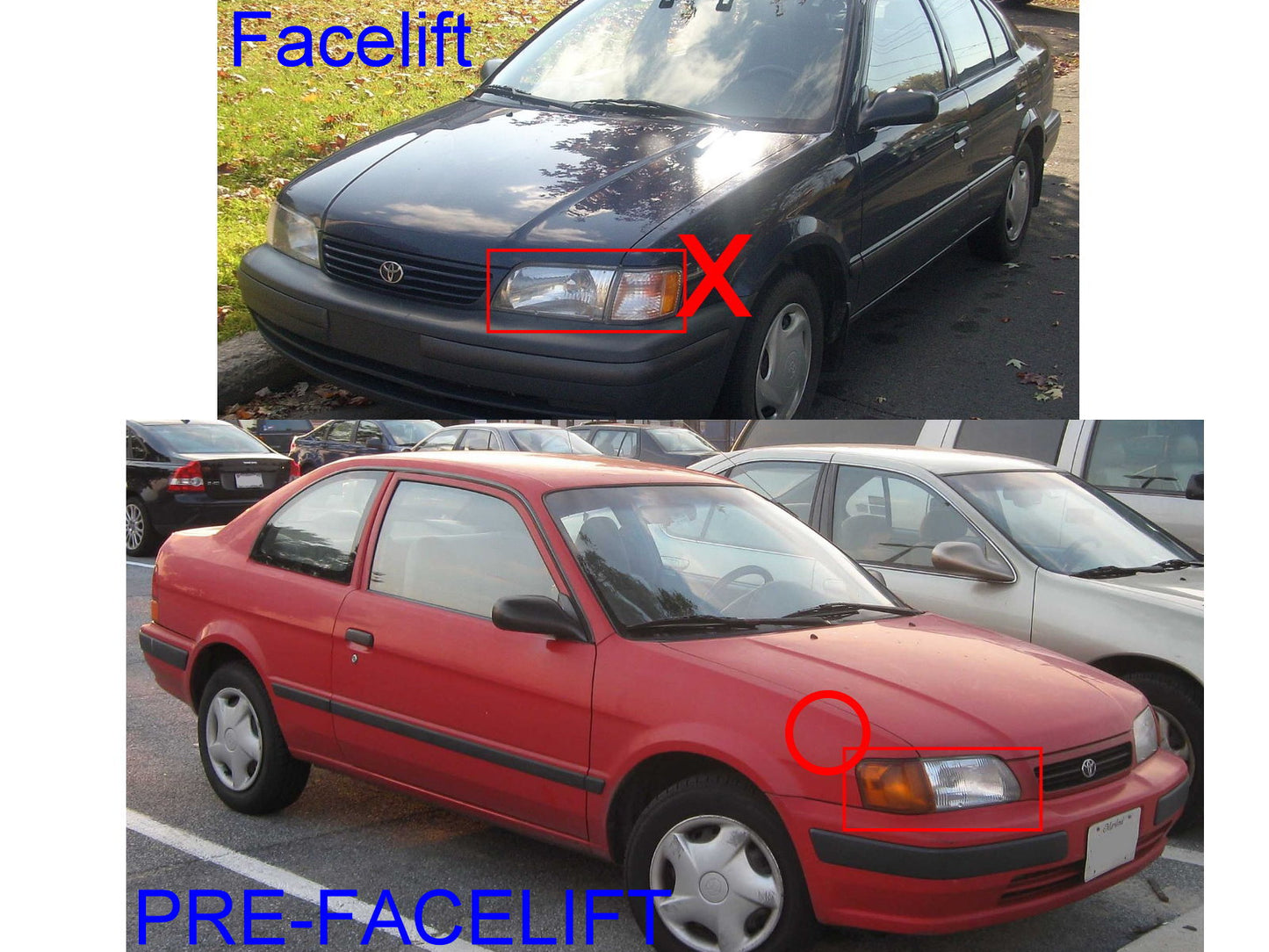 CrazyTheGod TERCEL L50 Fifth generation 1995-1999 PRE-FACELIFT Sedan 4D Clear Headlight Headlamp Black for TOYOTA LHD