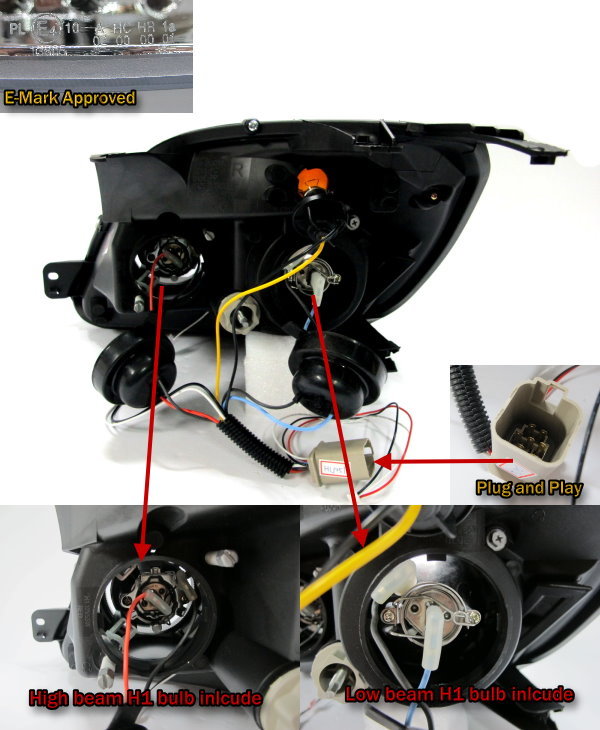 CrazyTheGod Fiesta thế hệ thứ năm 2002-2005 Sedan/Hatchback tiền nâng cấp 3D/4D/5D Máy chiếu R8Look Đèn pha mạ crôm cho FORD LHD