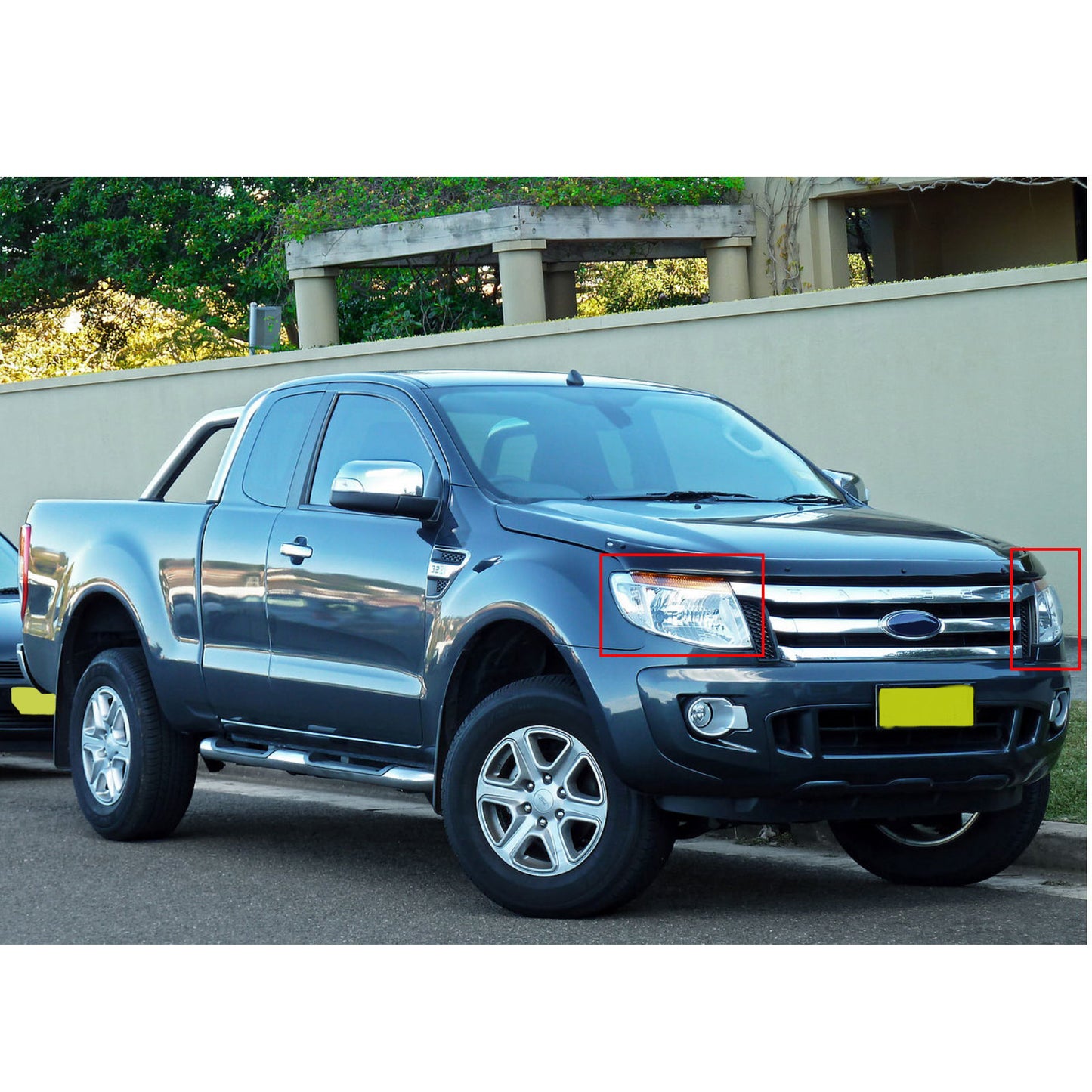 CrazyTheGod Ranger T6 thế hệ đầu tiên 2012-2015 Pre-Facelift Pickup 2D/4D Guide LED Angel-Eye Projector Halogen Headlight Đèn pha Halogen Màu đen cho FORD RHD