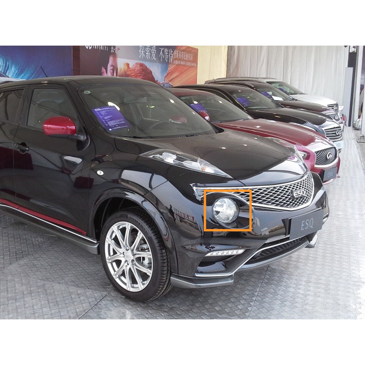CrazyTheGod ESQ thế hệ đầu tiên 2014-nay Hatchback/SUV 5D Guide LED Angel-Eye Projector Headlight Đèn pha mạ crôm EU cho INFINITI RHD