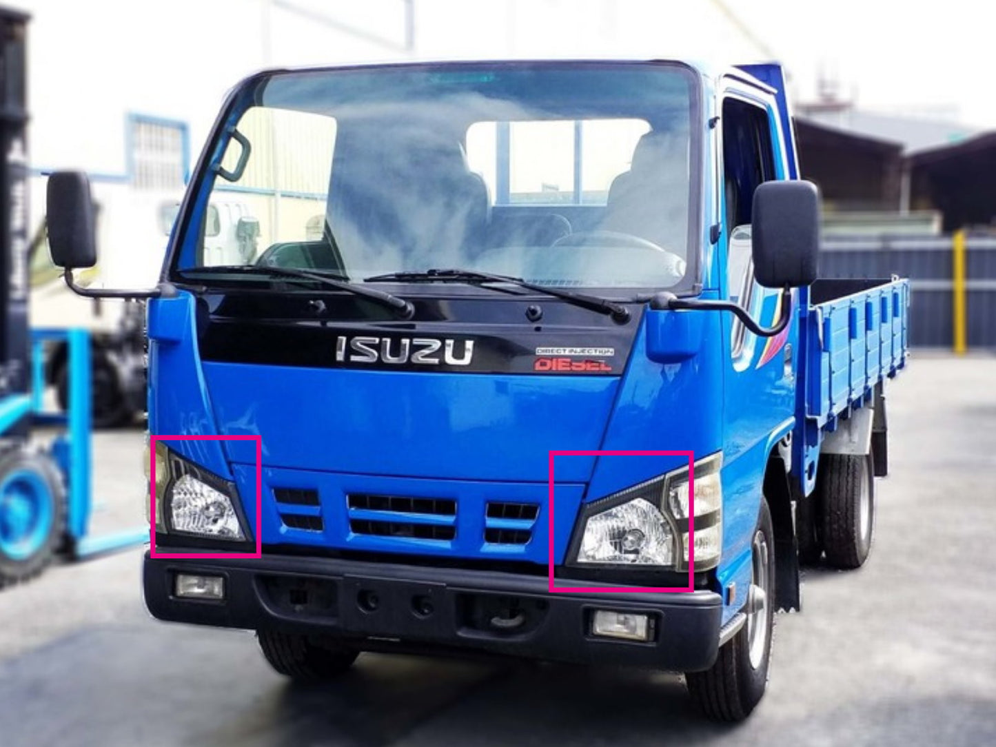 CrazyTheGod ELF 600P N-SERIES NPR NKR NHR 2004-present Truck 2D Clear Headlight Headlamp Black for ISUZU LHD