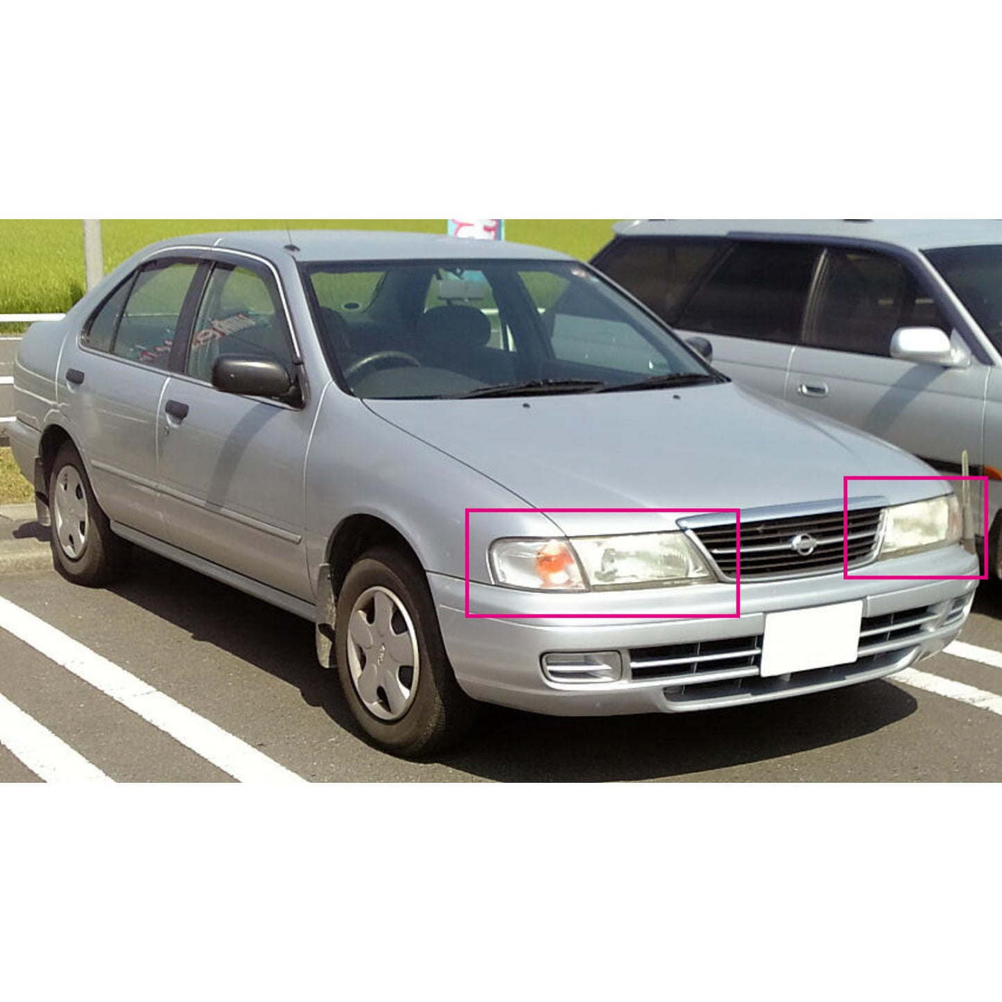 CrazyTheGod Sunny B14 1993-1998 Sedan 4D Đèn pha máy chiếu Angel-Eye Đèn pha mạ crôm cho NISSAN LHD