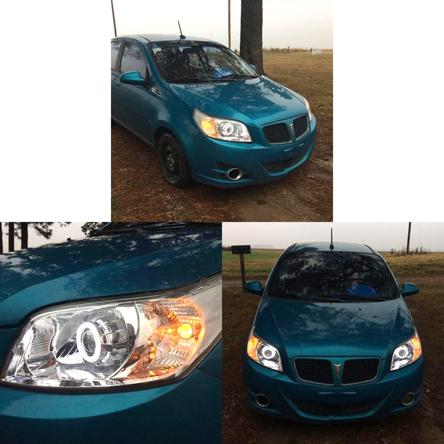 CrazyTheGod G3 Wave 2009-2011 FACELIFT Hatchback 5D Guide LED Angle-Eye Projector Headlight Đèn pha màu đen US cho PONTIAC RHD