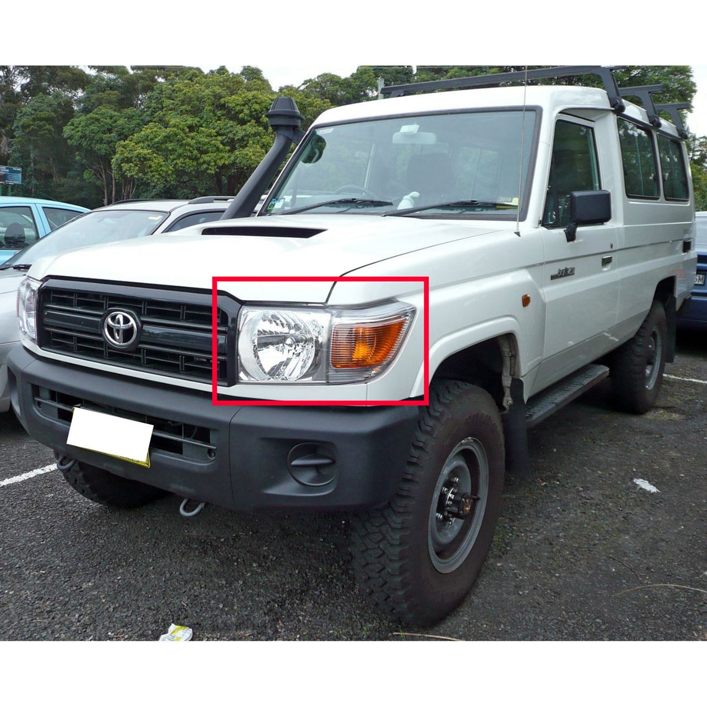 CrazyTheGod LAND CRUISER FJ70 VDJ70/76/78/79 2007-ปัจจุบัน SUV 5D Panamera Style Halo ไฟหน้าฮาโลเจนสีดำสำหรับ TOYOTA RHD