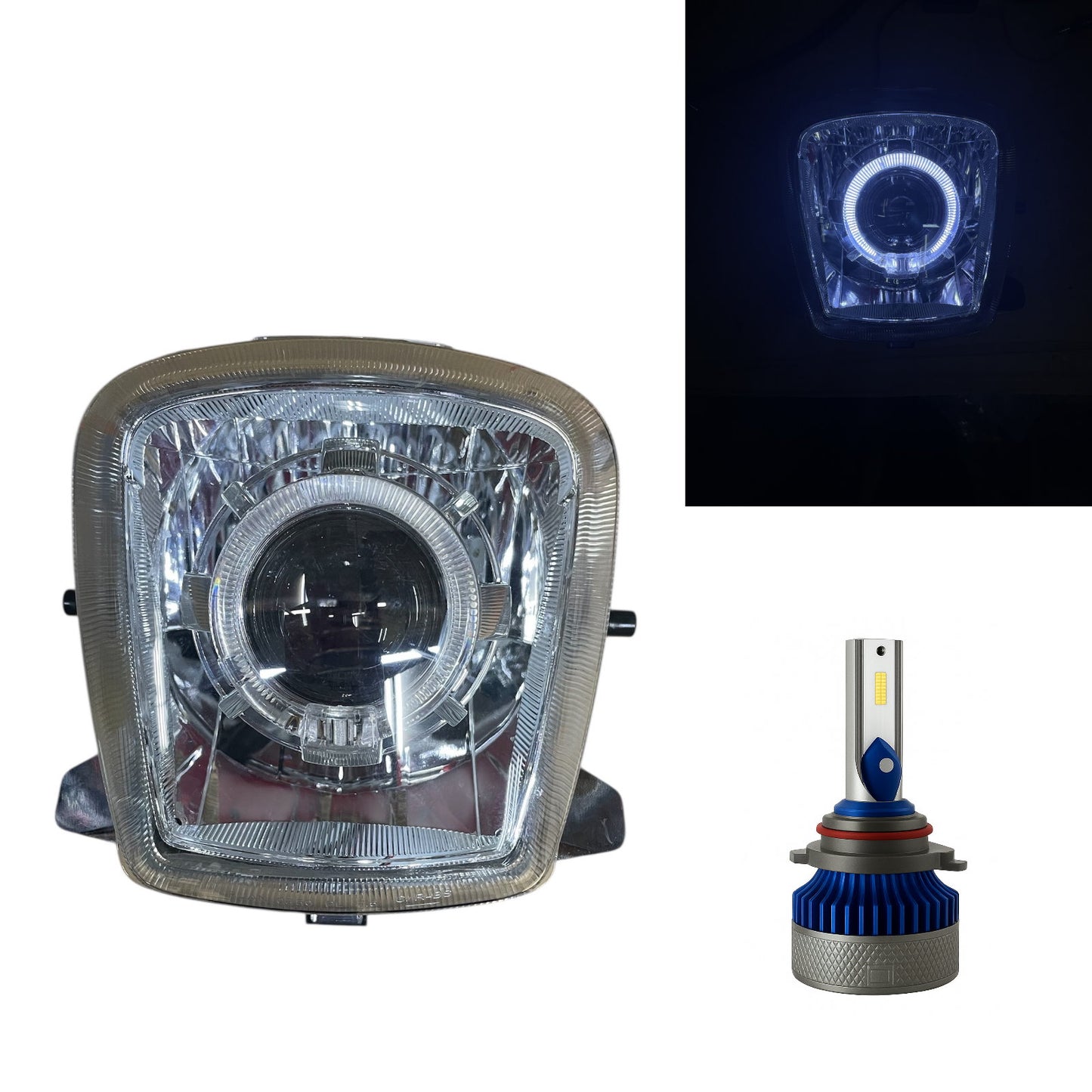 CrazyTheGod NEW CUXI 115 2018-Present Guide LED Angel-Eye Projector Headlight Headlamp Chrome for YAMAHA RHD