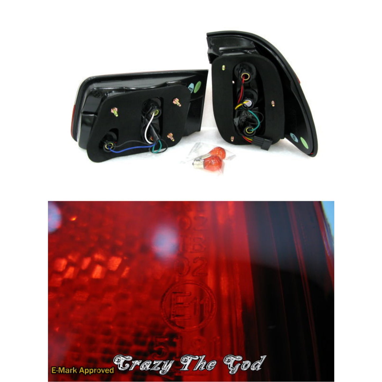 CrazyTheGod 5-Series E39 1995-2000 Wagon 5D Clear Tail Rear Light Red/White for BMW