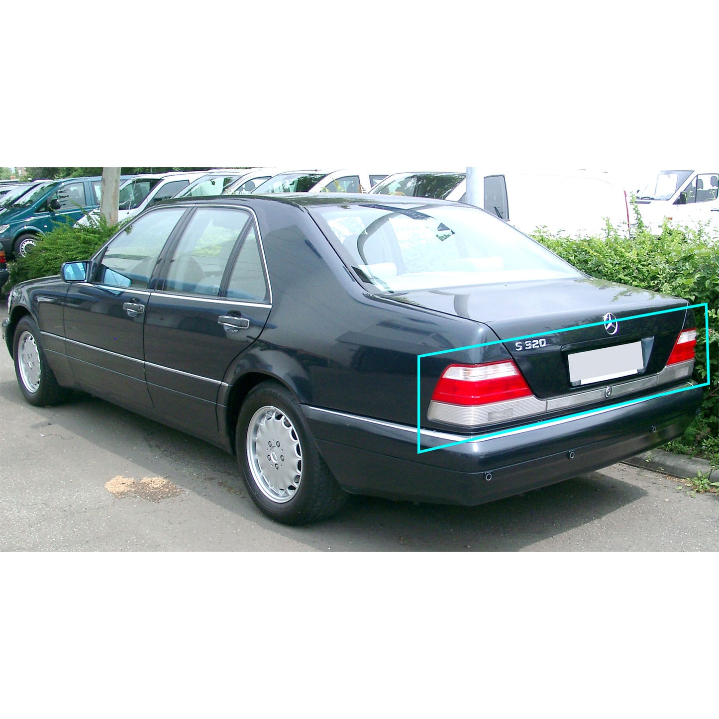 CrazyTheGod S-CLASS W140 Thế hệ thứ ba 1997-1999 Sedan 4D Đèn hậu trong suốt màu đỏ/trắng cho Mercedes-Benz