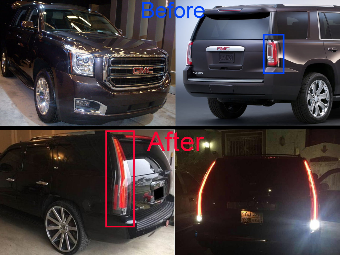 CrazyTheGod Yukon 2015-2016 SUV 5D Đèn hậu LED màu đỏ cho GMC