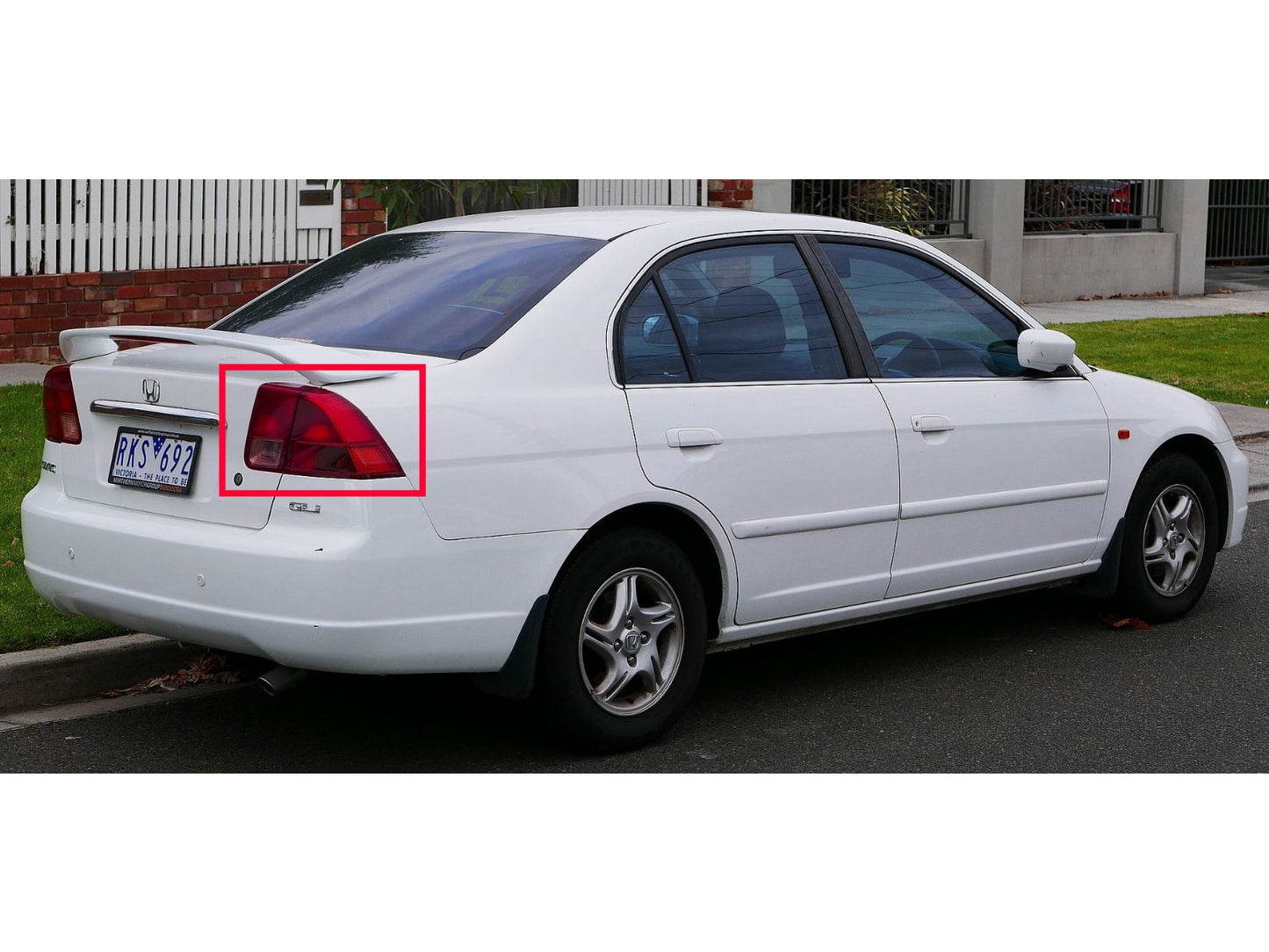 CrazyTheGod Civic ES Seventh generation 2001-2003 Sedan 4D Clear Tail Rear Light Red/Clear V2 for HONDA