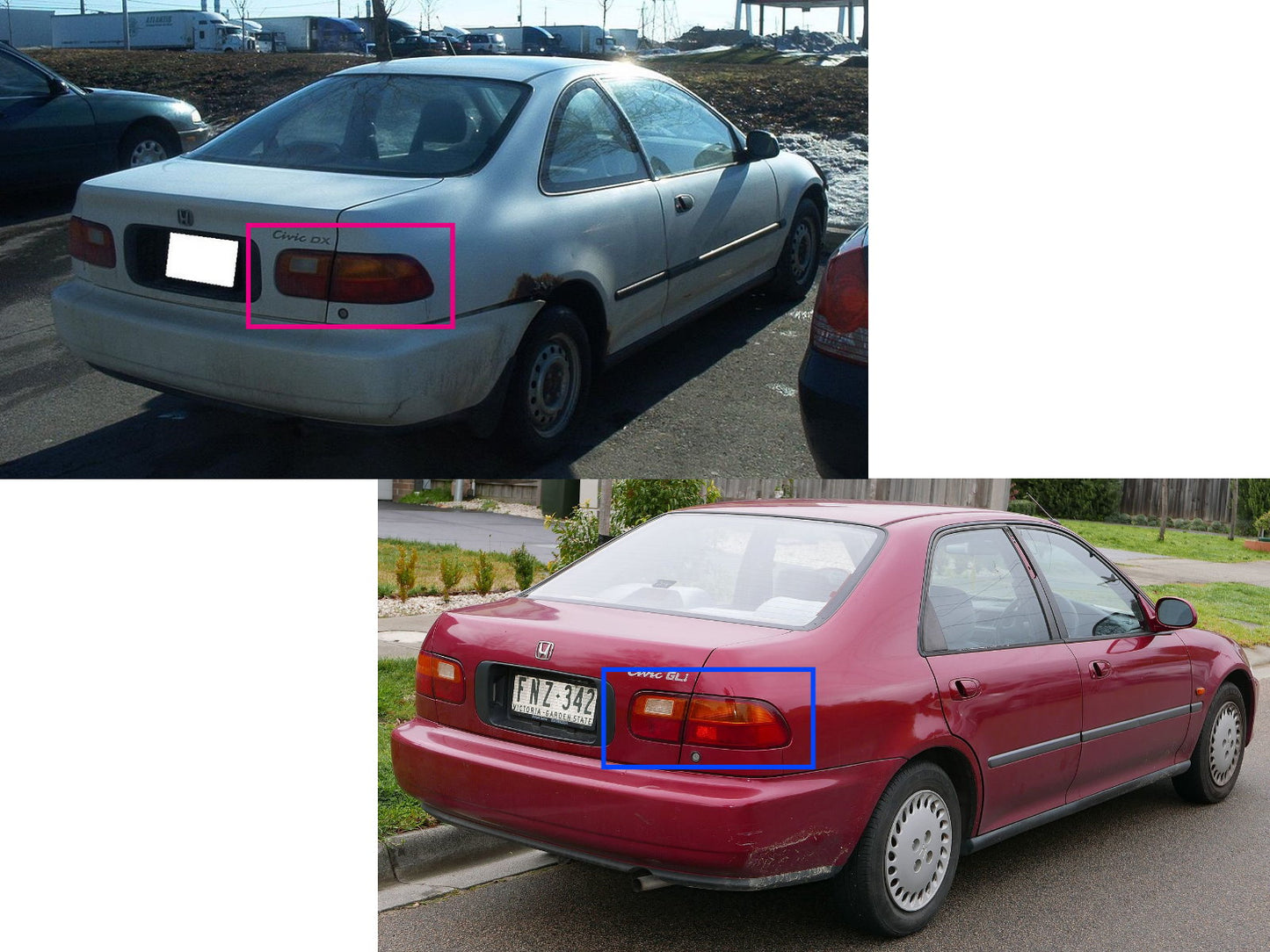 CrazyTheGod CIVIC EG/EH/EJ Fifth generation 1992-1995 Sedan/Coupe 2D/4D Clear Tail Rear Light Red/White for HONDA