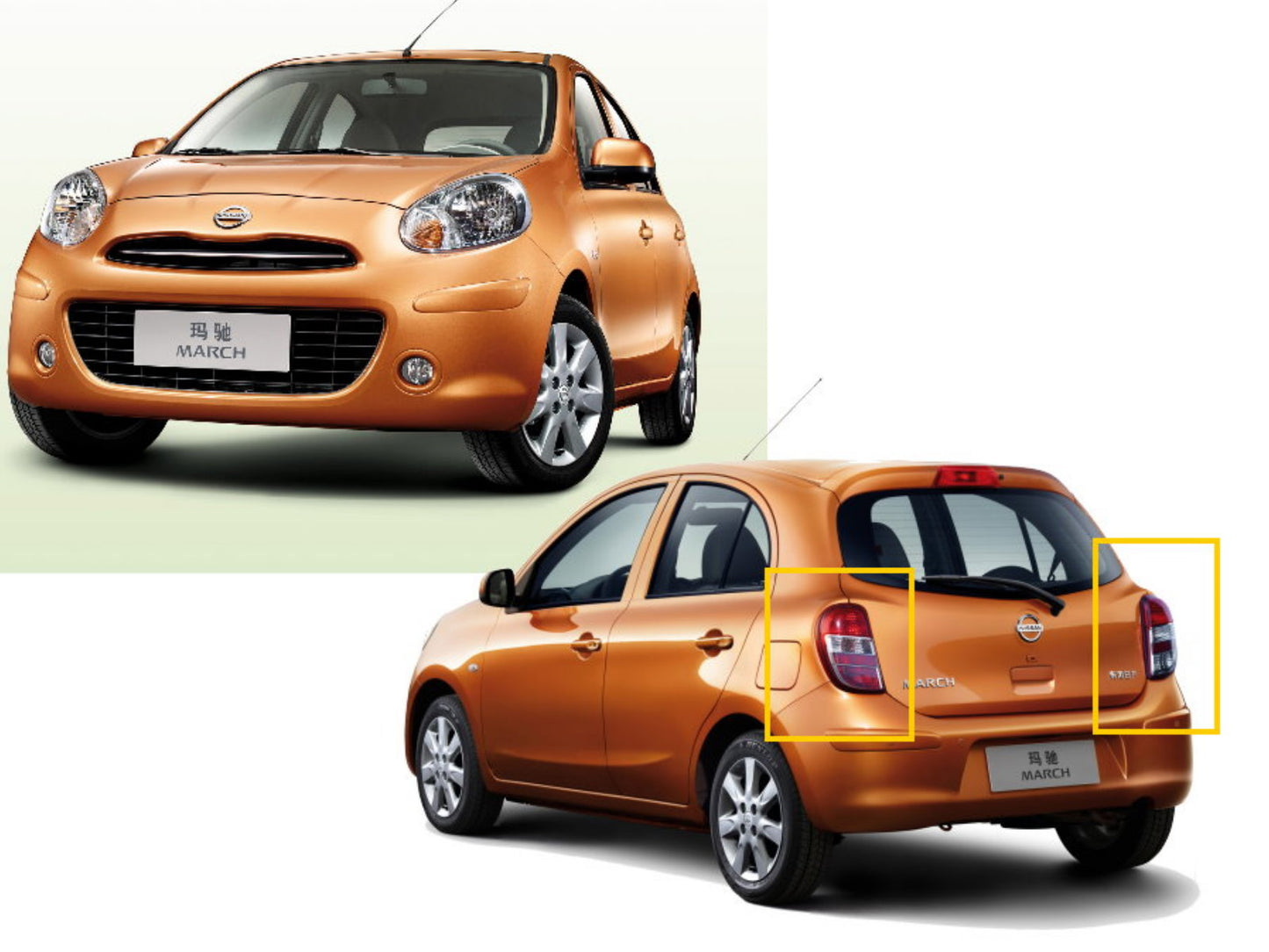 CrazyTheGod Micra/March K13 รุ่นที่สี่ ปี 2010-ปัจจุบัน แฮทช์แบ็ก ไฟท้าย LED 5D สีแดง/ขาว สำหรับ NISSAN