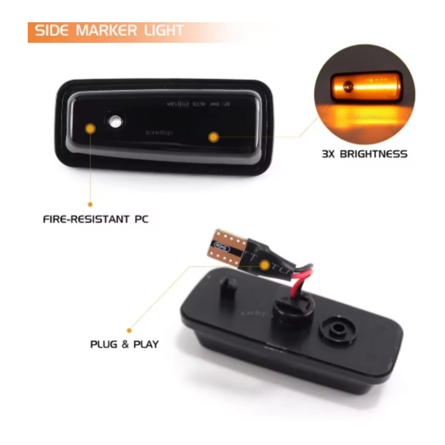 CrazyTheGod G-CLASS W461/W463 1986-2002 LED Dynamic Turn signal Side Marker Light Lamp Smoke for Mercedes-Benz