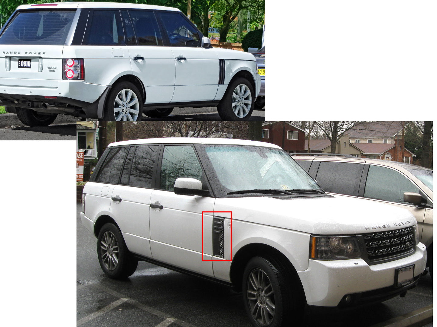CrazyTheGod Range Rover L322 2006-2012 กระจังหน้าช่องระบายอากาศด้านข้างบังโคลนโครเมียม/ดำ สำหรับ Land Rover