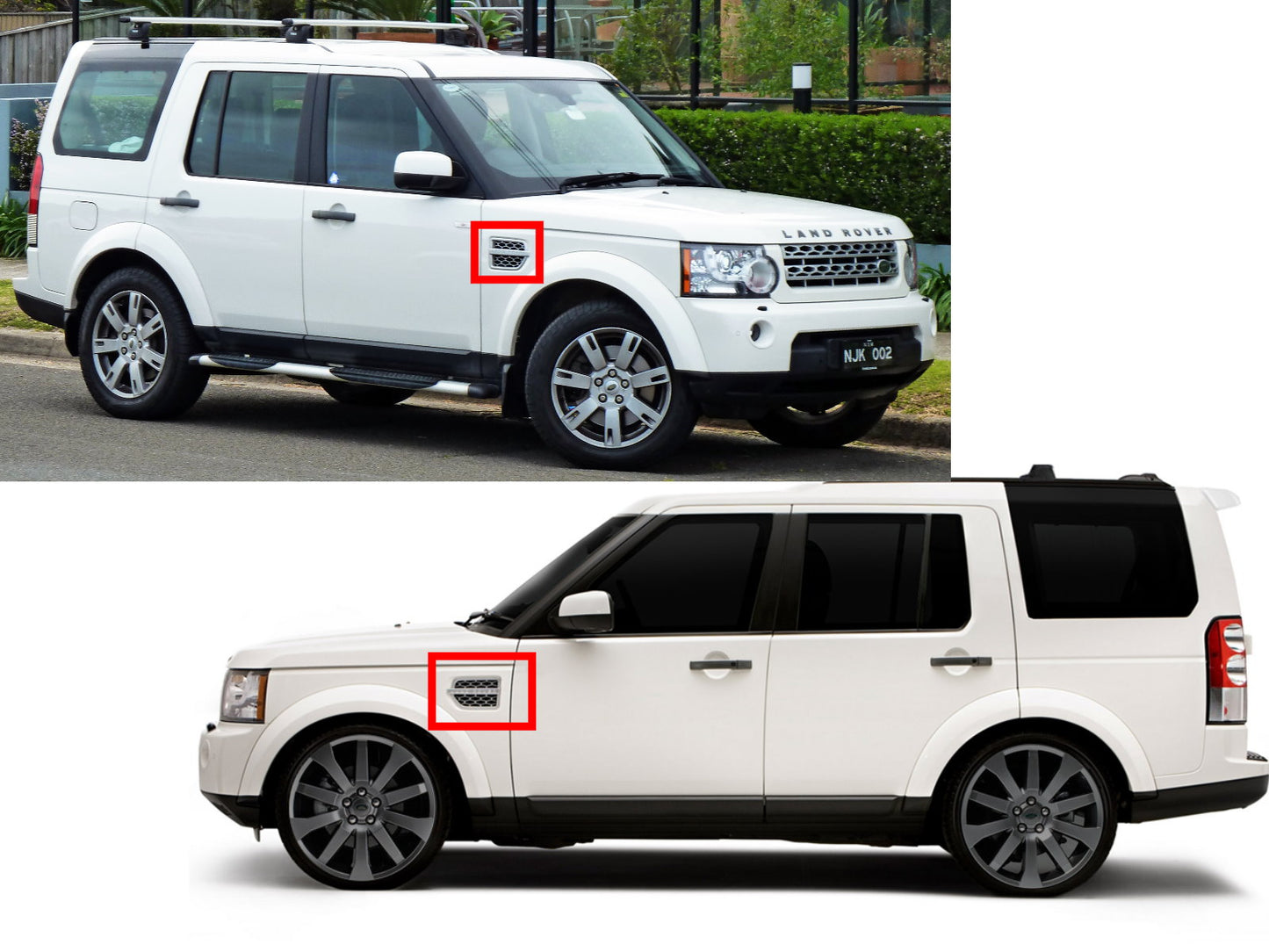 CrazyTheGod Discovery4 LR4 2009-present Honeycomb Mesh Side Fender Vent Grille CHROME for Land Rover