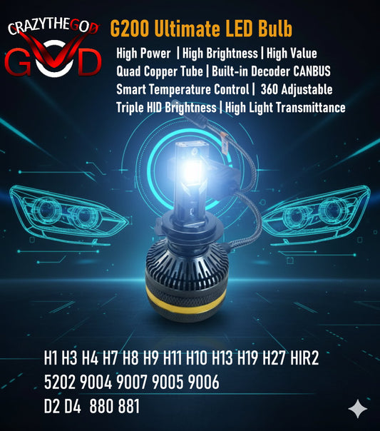PAIR G200 Ulitimate LED BULB 6000K H1 H7 H8 H9 H11 9005 9006 9004 9007 9012 D2R D2S D4R D4S