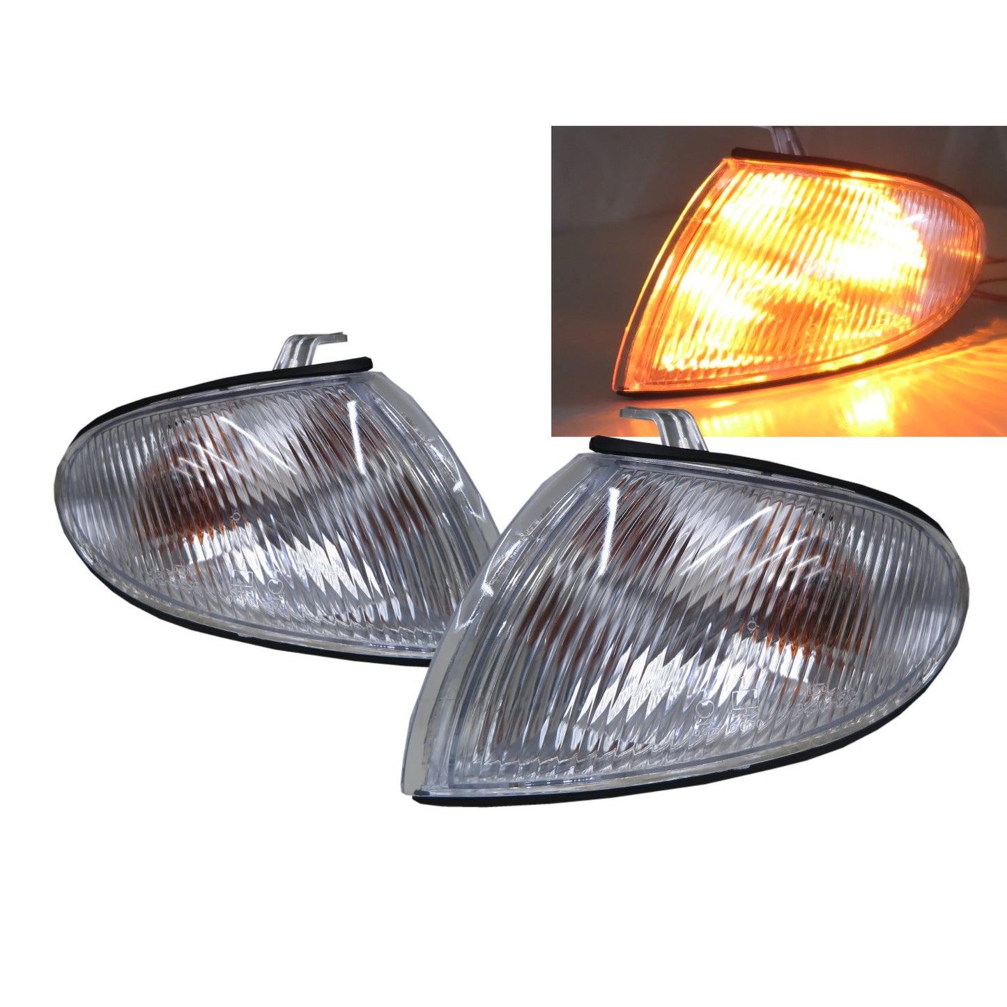 CrazyTheGod Excel X3 First generation 1998-1999 Sedan/Hatchback 4D/5D Clear Corner Light Chrome for HYUNDAI