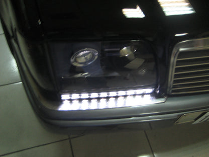 CrazyTheGod W124 1985-1996 ชุดแต่งขอบไฟหน้า DRL Daytime Running LED สีโครเมียม สำหรับ Mercedes-Benz