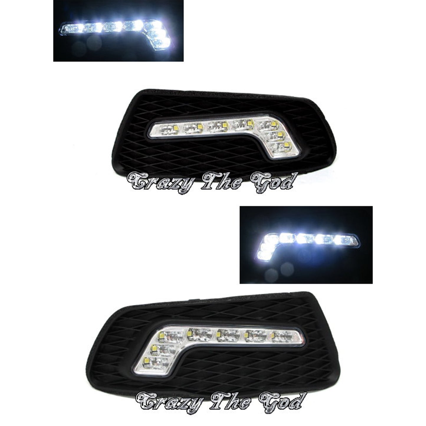 CrazyTheGod C-CLASS W204 Third generation 2006-2010 Sedan/Wagon 4D/5D LED DRL Daytime Running Light Lamp Black for Mercedes-Benz