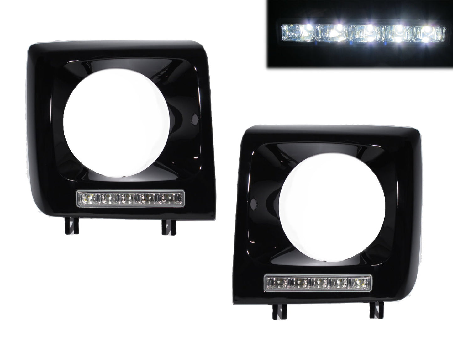 CrazyTheGod W463 1990-2013 ฝาครอบไฟหน้า LED DRL Daytime Running สีดำ#197 สำหรับ Mercedes-Benz