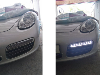 CrazyTheGod BOXSTER 987 2005-2008 ไฟตัดหมอก LED DRL Daytime Running SMOKE สำหรับ PORSCHE