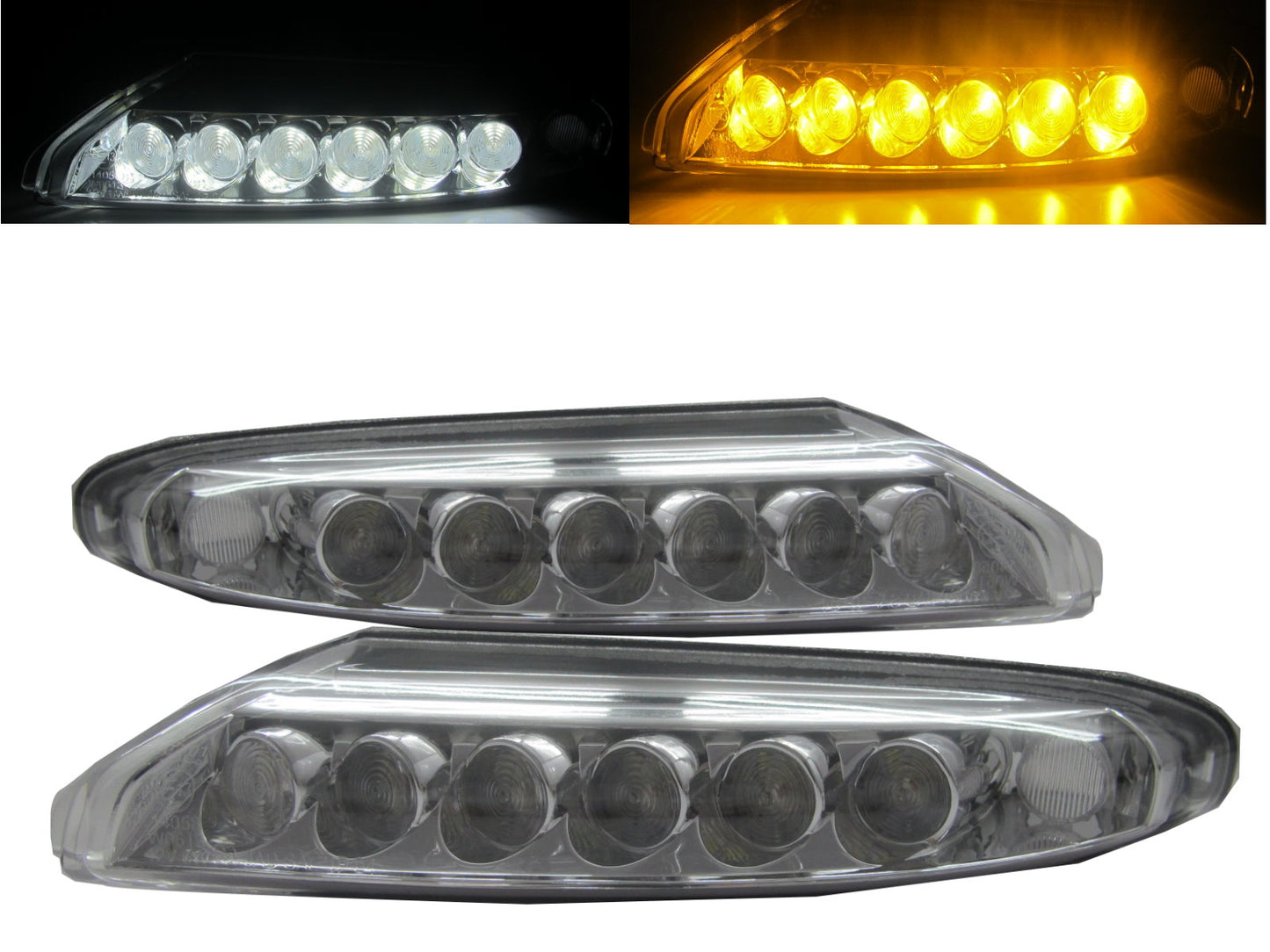 CrazyTheGod Carrera 997 911 2005-2008 TURBO DRL Daytime Running LED Fog Light CHROME for PORSCHE