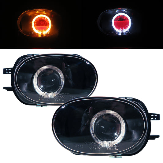 CrazyTheGod C-CLASS W203/CL203 SPORTCOUPE 2000-2007 Sedan/Wagon/Coupe/Roadster 2D/4D/5D Guide LED Angel-Eye Devil Eye Fog Light Lamp Black V2 for Mercedes-Benz