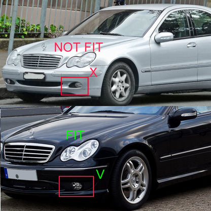CrazyTheGod C-CLASS W203/CL203 SPORTCOUPE 2000-2007 Sedan/Wagon/Coupe/Roadster 2D/4D/5D Guide LED Angel-Eye Devil Eye Fog Light Lamp Black V2 for Mercedes-Benz