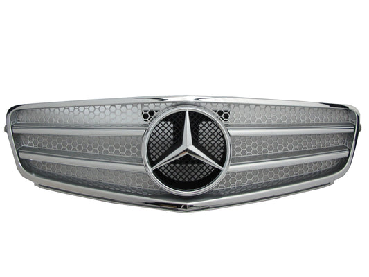 CrazyTheGod W204 2008-2010 Pre-Facelift GRILLE/GRILL 2FIN CHROME/SILVER for Mercedes-Benz