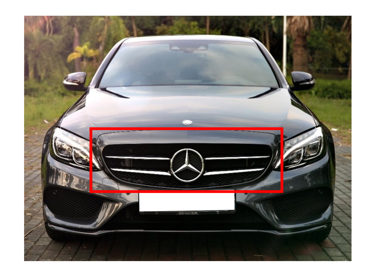 CrazyTheGod C-CLASS W205 2014-present Sedan 4D C450 Look GRILLE/GRILL CHROME/SILVER for Mercedes-Benz