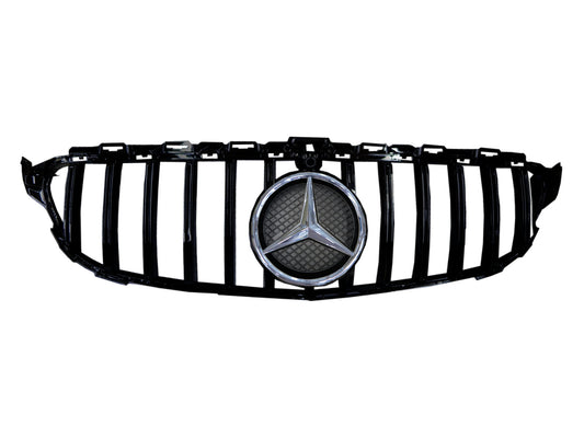 CrazyTheGod C-CLASS W205 2014-2018 Pre-Facelift Sedan 4D Star Emblem GRILLE/GRILL Gloss Black for Mercedes-Benz