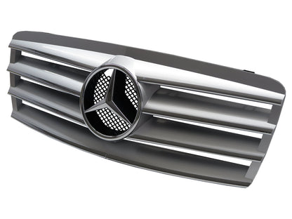 CrazyTheGod W210 1995-1999 Pre-Facelif GRILLE/GRILL 4FIN CHROME/SILVER for Mercedes-Benz V2