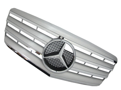 CrazyTheGod E-CLASS W211/S211 2007-2009 FACELIFT Sedan/Wagon 4D/5D 4FIN GRILLE/GRILL CHROME/SILVER V1 for Mercedes-Benz