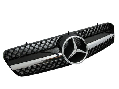 CrazyTheGod CL-CLASS W215/C215 2000-2005 Coupe 2D 1FIN GRILLE/GRILL Chrome/Black V2 for Mercedes-Benz