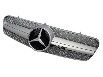 CrazyTheGod CL-CLASS W215/C215 2000-2005 Coupe 2D 1FIN GRILLE/GRILL Chrome/Silver V2 for Mercedes-Benz