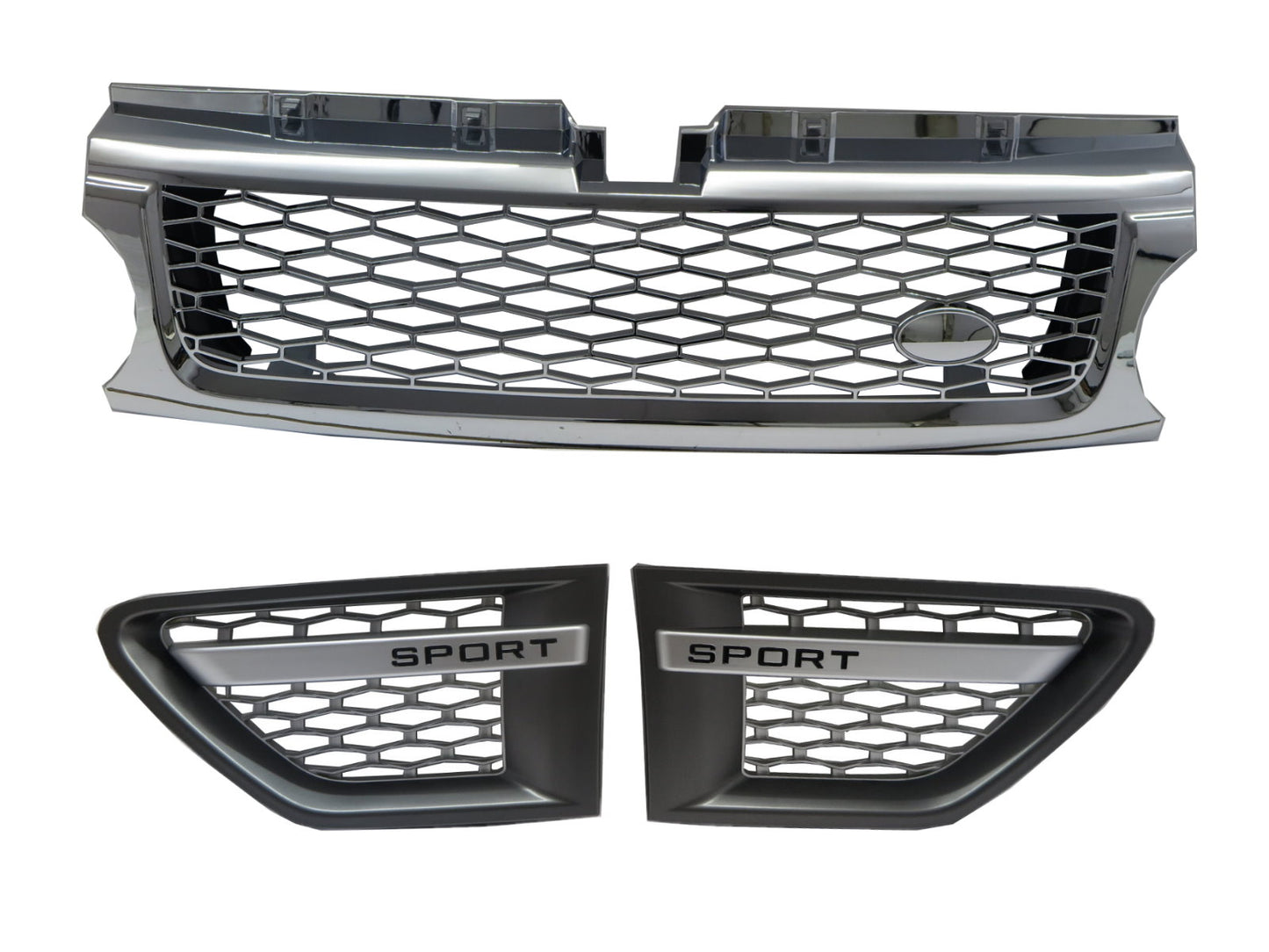 CrazyTheGod Range Rover Sport L320 MK1 2010-2013 FACELIFTED SUV 5D NO Logo Honeycomb Mesh GRILLE Chrome W/S Side Fender Vent Grille GR/SL V9 for LAND ROVER