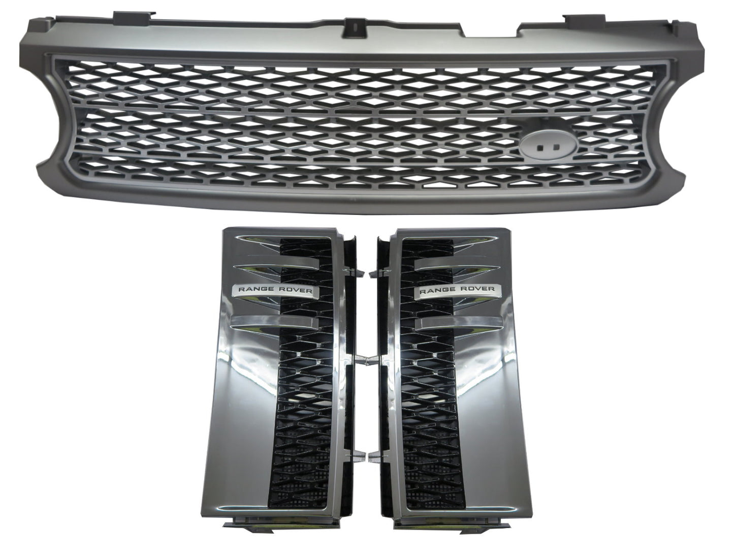 CrazyTheGod Range Rover L322 2006-2009 SUV 5D NO Logo Honeycomb Mesh GRILLE GRAY/SILVER W/S Side Fender Vent Grille CHROME/BLACK V10 for LAND ROVER