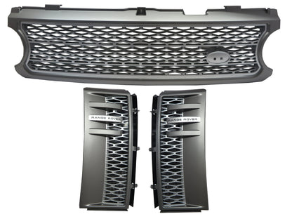 CrazyTheGod Range Rover L322 2006-2009 SUV 5D NO Logo Honeycomb Mesh GRILLE GRAY/SILVER W/S Side Fender Vent Grille GRAY/SILVER V12 for LAND ROVER