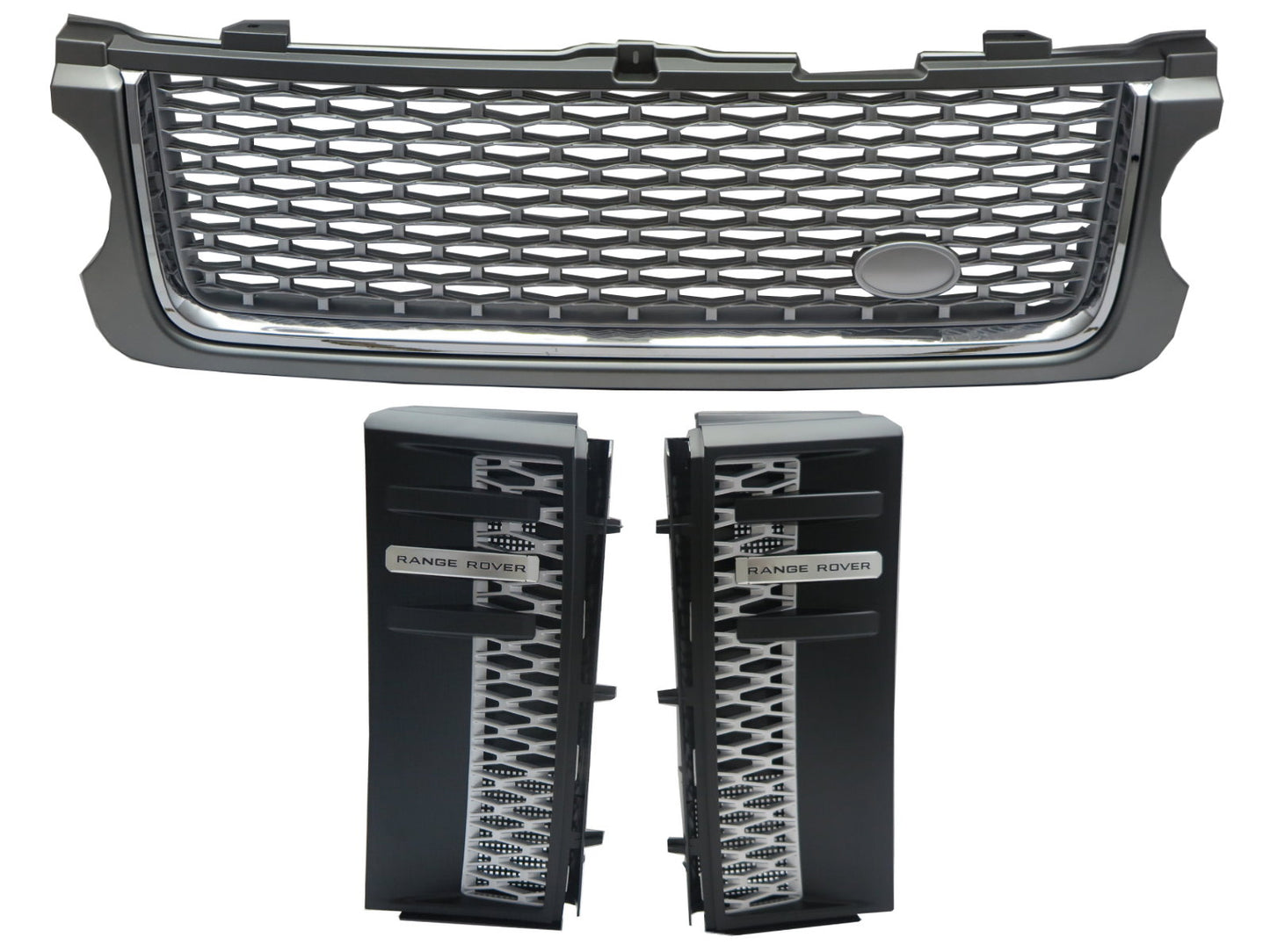 CrazyTheGod Range Rover L322 2010-2013 SUV 5D NO Logo Front Bonnet GRILLE GRAY/SILVER W/S Side Fender Vent Grille BLACK/SILVER V21 for LAND ROVER