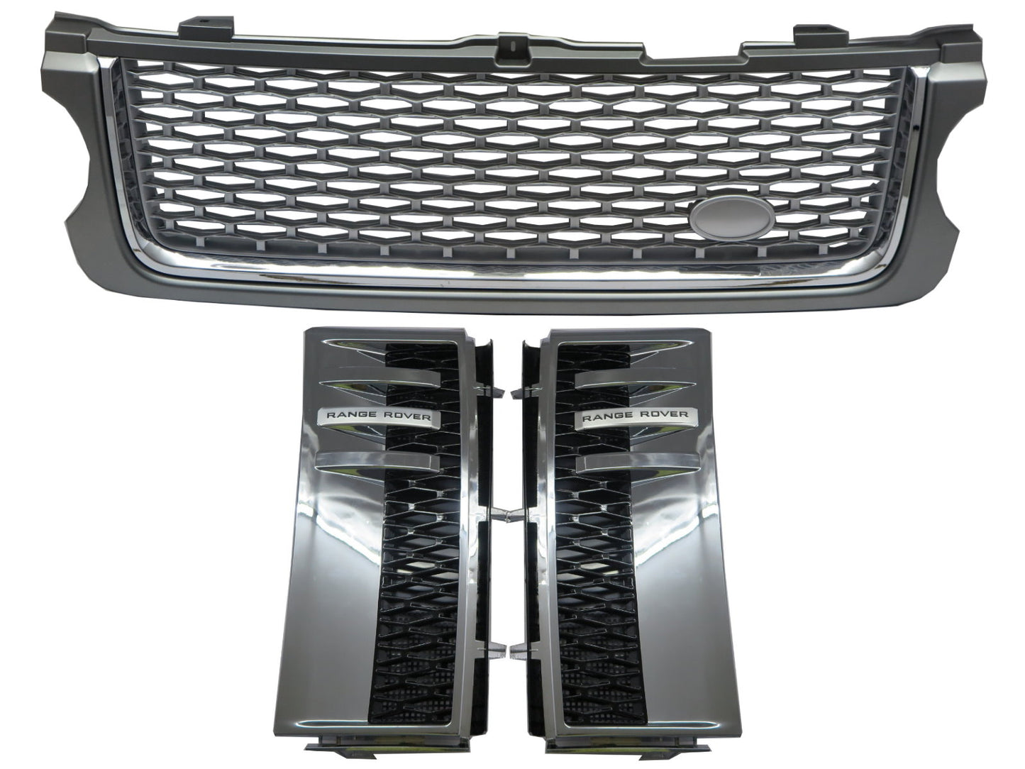 CrazyTheGod Range Rover L322 2010-2013 SUV 5D NO Logo Front Bonnet GRILLE GRAY/SILVER W/S Side Fender Vent Grille CHROME/BLACK V22 for LAND ROVER