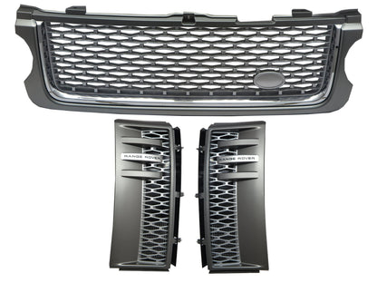 CrazyTheGod Range Rover L322 2010-2013 SUV 5D NO Logo Front Bonnet GRILLE GRAY/SILVER W/S Side Fender Vent Grille GRAY/SILVER V24 for LAND ROVER