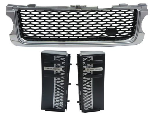 CrazyTheGod Range Rover L322 2010-2013 SUV 5D NO Logo Front Bonnet GRILLE CHROME/BLACK W/S Side Fender Vent Grille BLACK/SILVER V9 for LAND ROVER