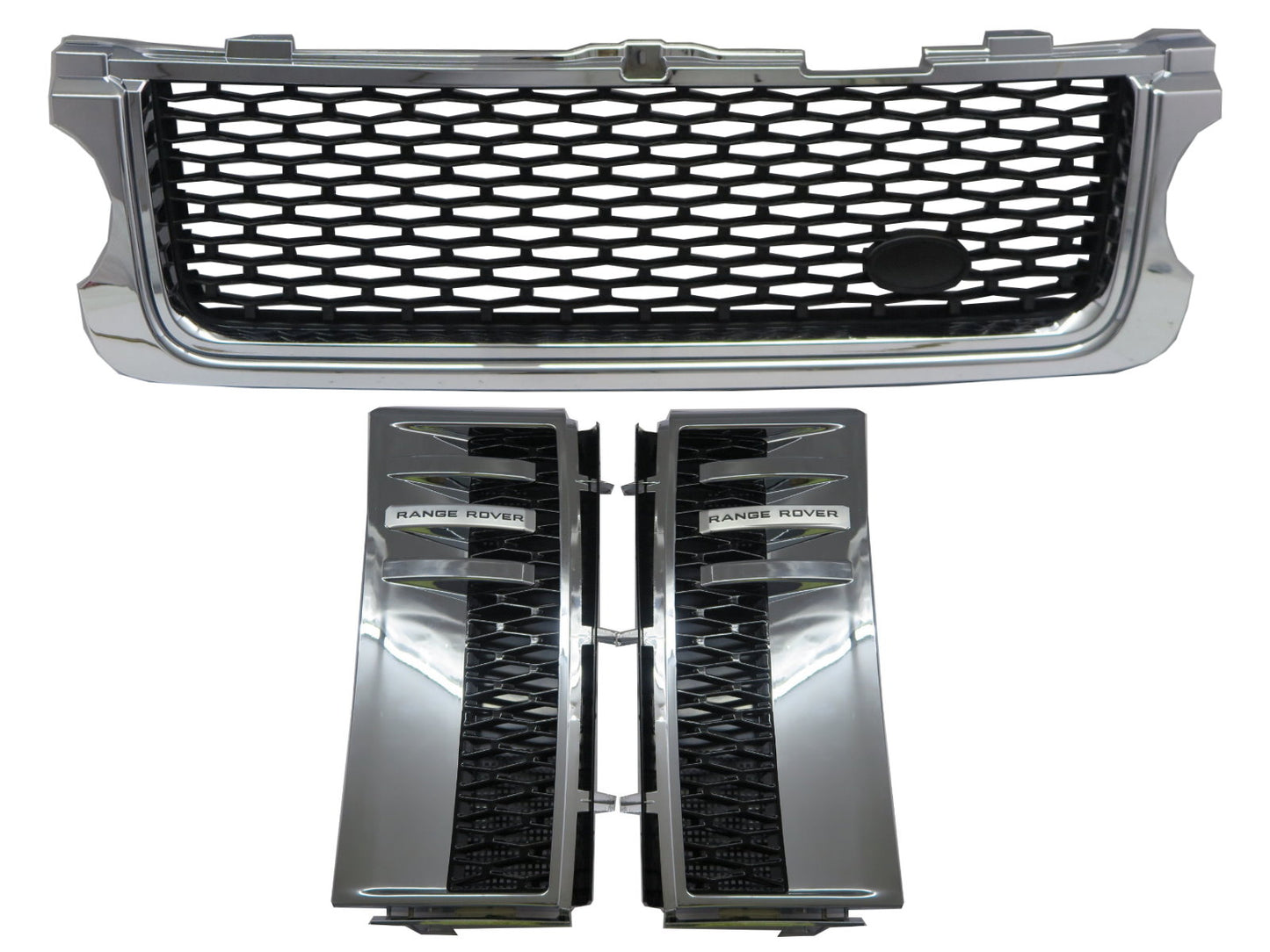 CrazyTheGod Range Rover L322 2010-2013 SUV 5D NO Logo Front Bonnet GRILLE CHROME/BLACK W/S Side Fender Vent Grille CHROME/BLACK V10 for LAND ROVER