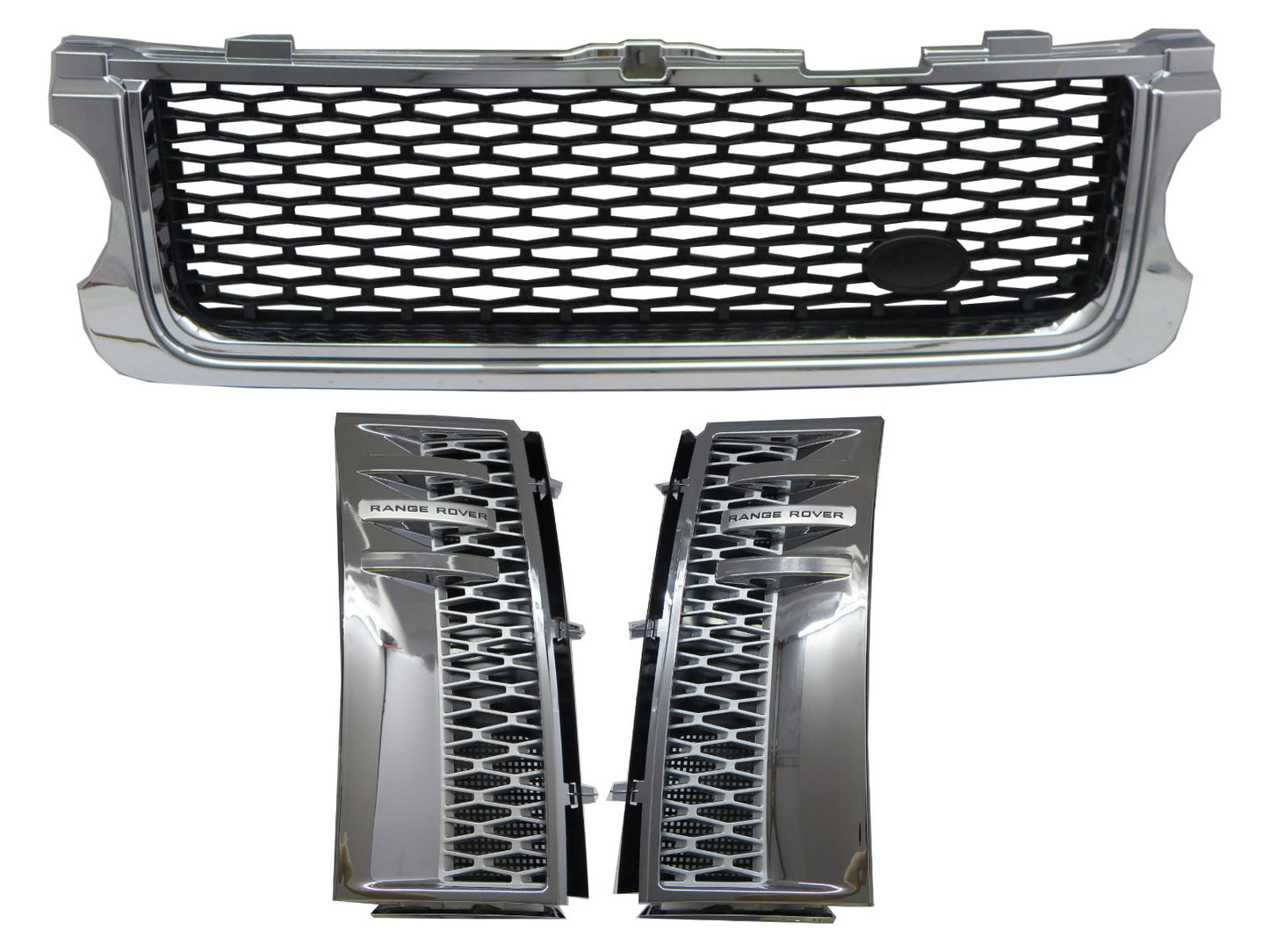 CrazyTheGod Range Rover L322 2010-2013 SUV 5D NO Logo Front Bonnet GRILLE CHROME/BLACK W/S Side Fender Vent Grille CHROME/SILVER V11 for LAND ROVER