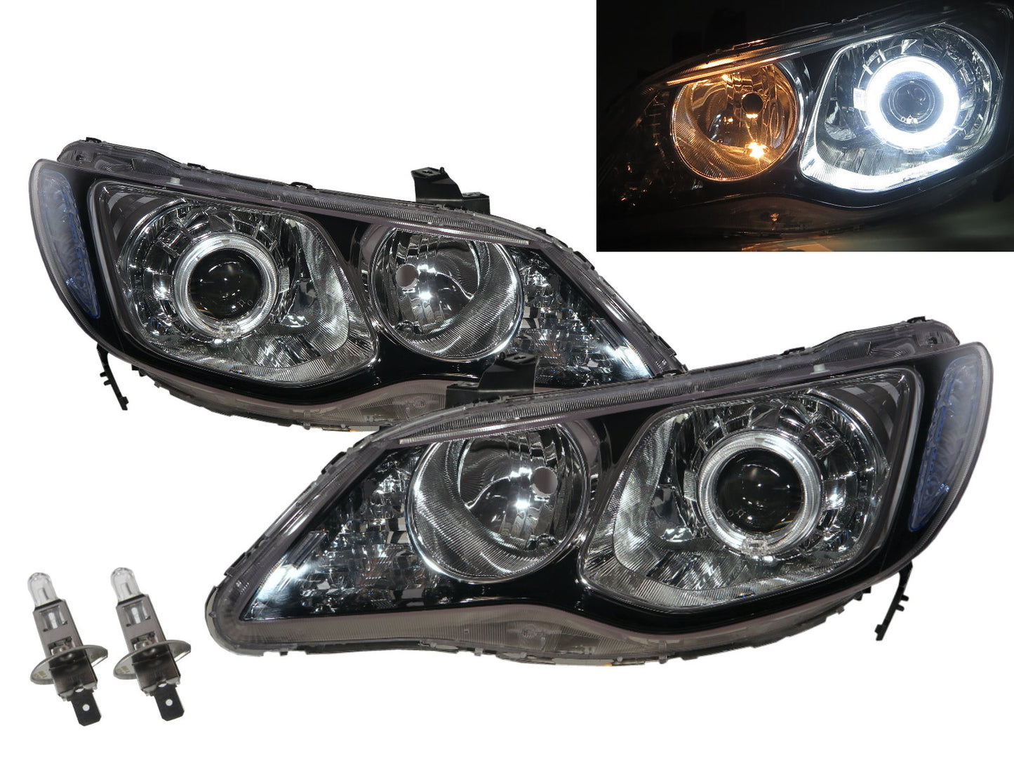 CrazyTheGod CSX 2006-2011 Sedan 4D Guide LED Angel-Eye Projector Headlight Headlights Black RussiaSouth AfricaASIAJAPANASEU ACURA LHD